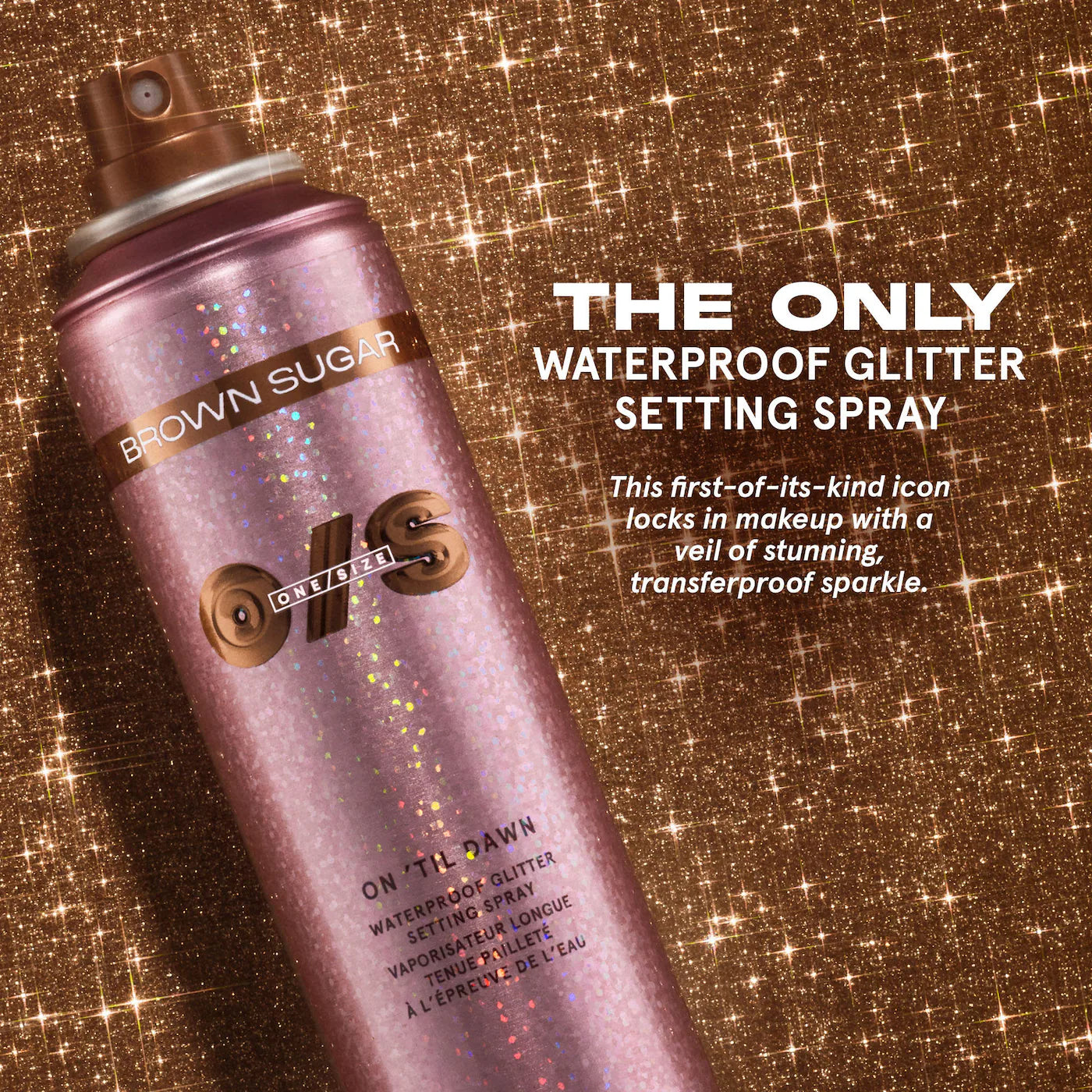 ONE/SIZE by Patrick Starrr - On 'Til Dawn Waterproof GLITTER Setting Spray | 143 mL | Brown Sugar