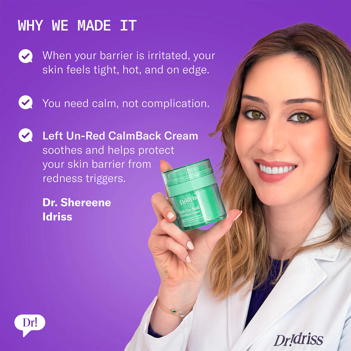 Dr. Idriss - Left Un-Red CalmBack Rich Face Moisturizer for Redness and Skin Barrier Health | 50 mL