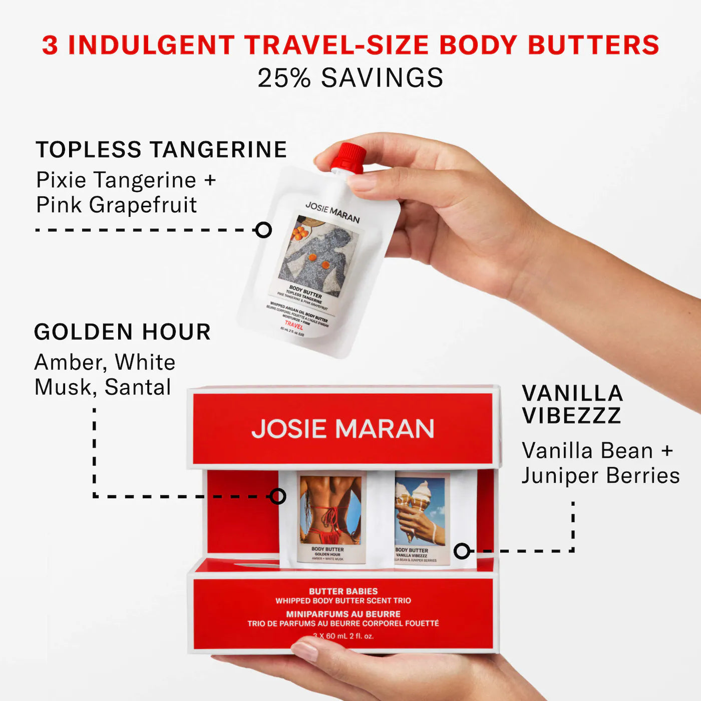 Josie Maran - Bite-Sized Butters Mini Whipped Body Butter 3-Piece Gift Set