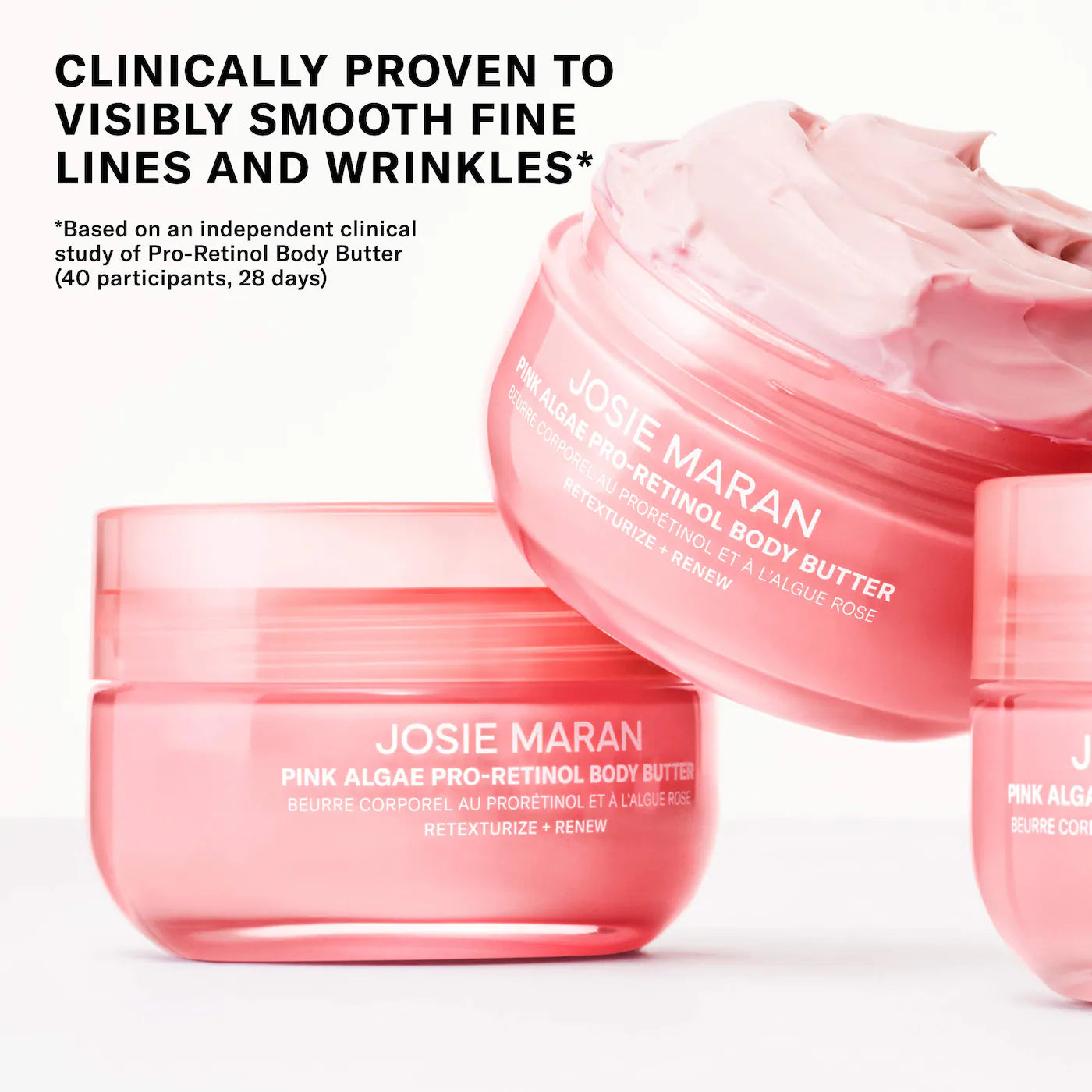 JOSIE MARAN - Pink Algae Pro-Retinol Body Butter for Anti-Aging and KP | Always Nude, Unscented