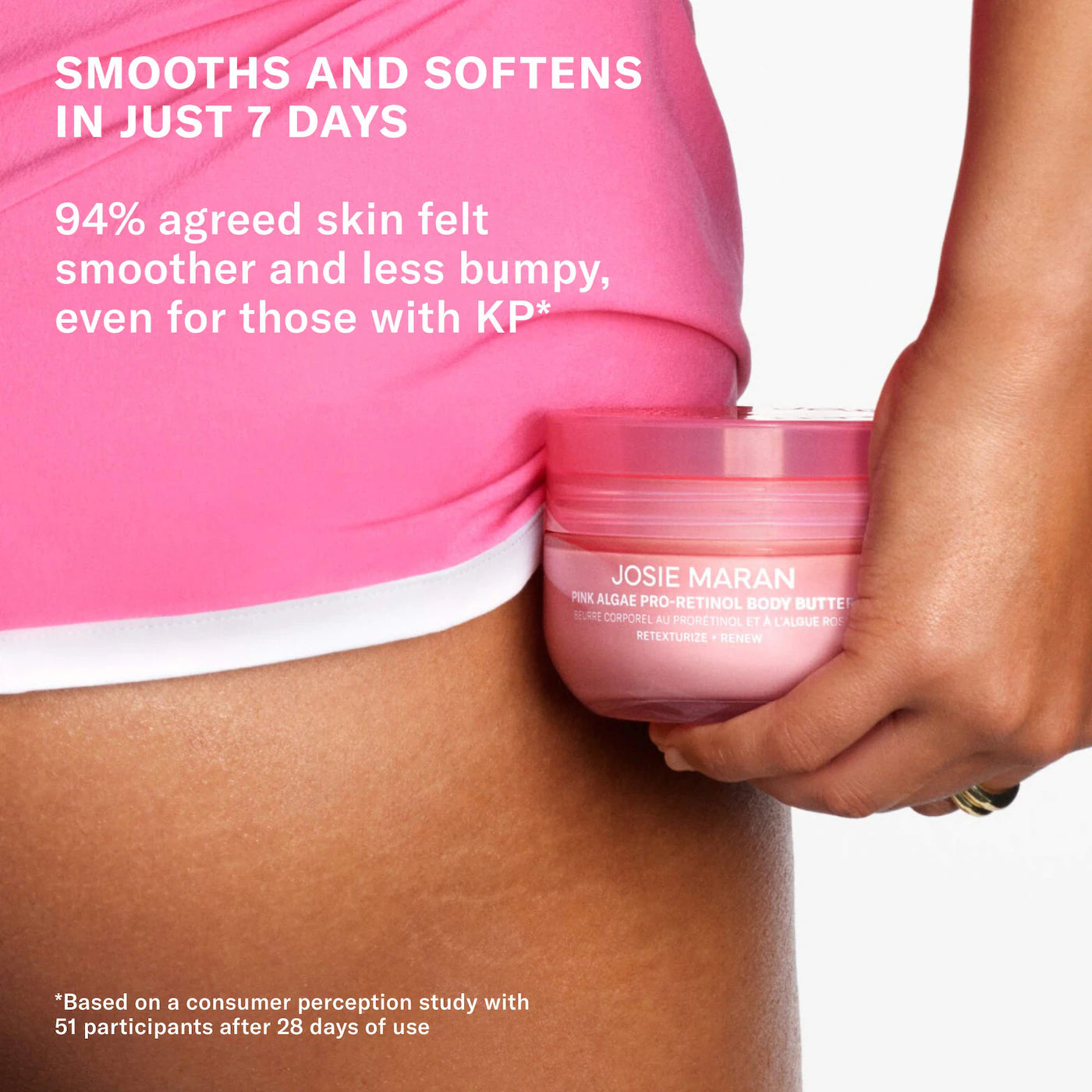 JOSIE MARAN - Pink Algae Pro-Retinol Body Butter for Anti-Aging and KP | Always Nude, Unscented