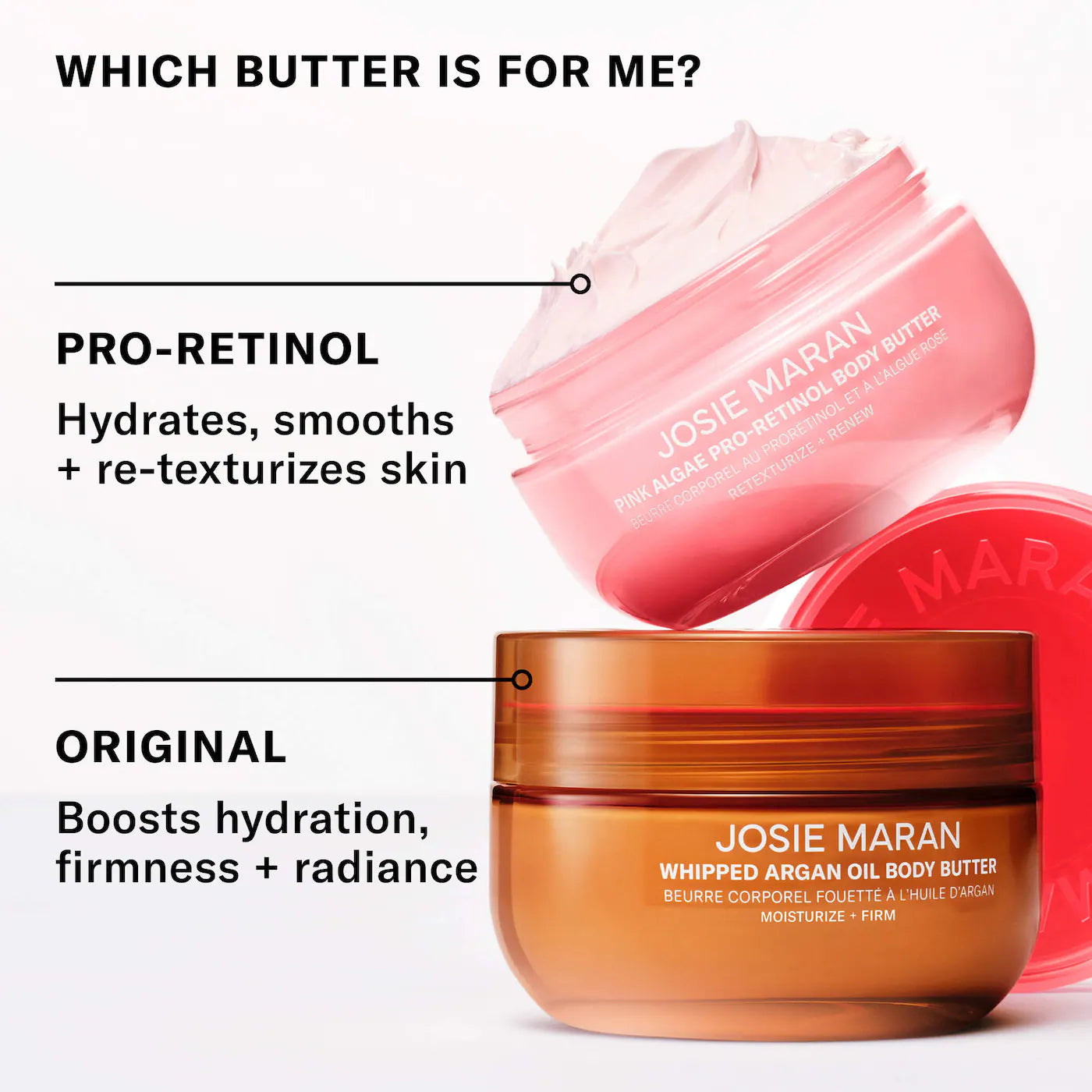 JOSIE MARAN - Pink Algae Pro-Retinol Body Butter for Anti-Aging and KP | Always Nude, Unscented