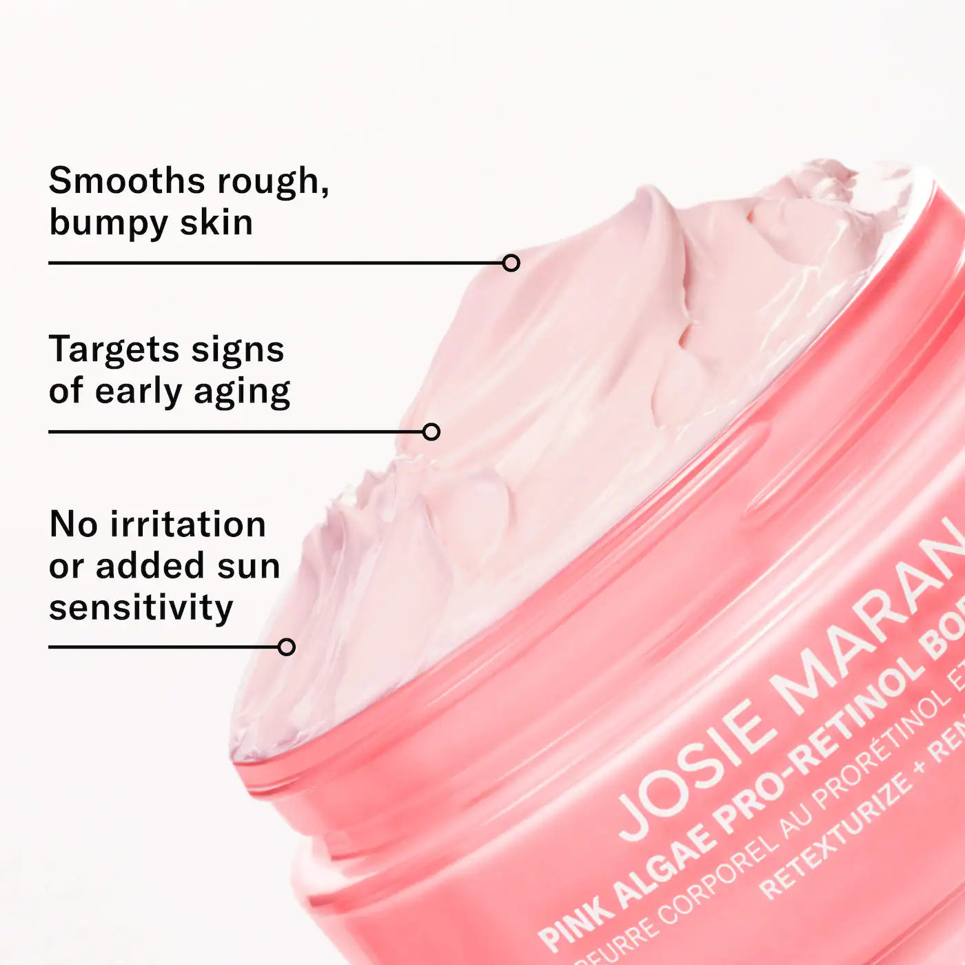 JOSIE MARAN - Pink Algae Pro-Retinol Body Butter for Anti-Aging and KP | Always Nude, Unscented