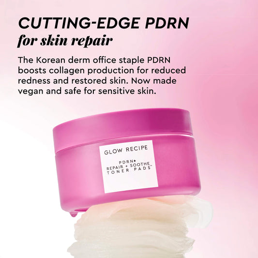 Glow Recipe - PDRN Repair + Soothe Korean Prickly Pear Toner Pads for Skin Barrier Repair | 60 Pads