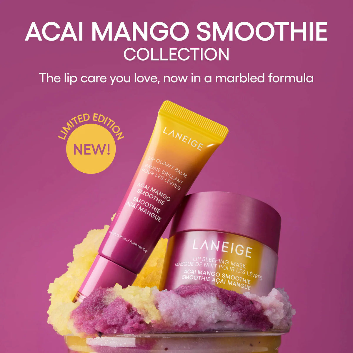 LANEIGE - Lip Glowy Balm | 10 g | Acai Mango Smoothie (Limited Edition)