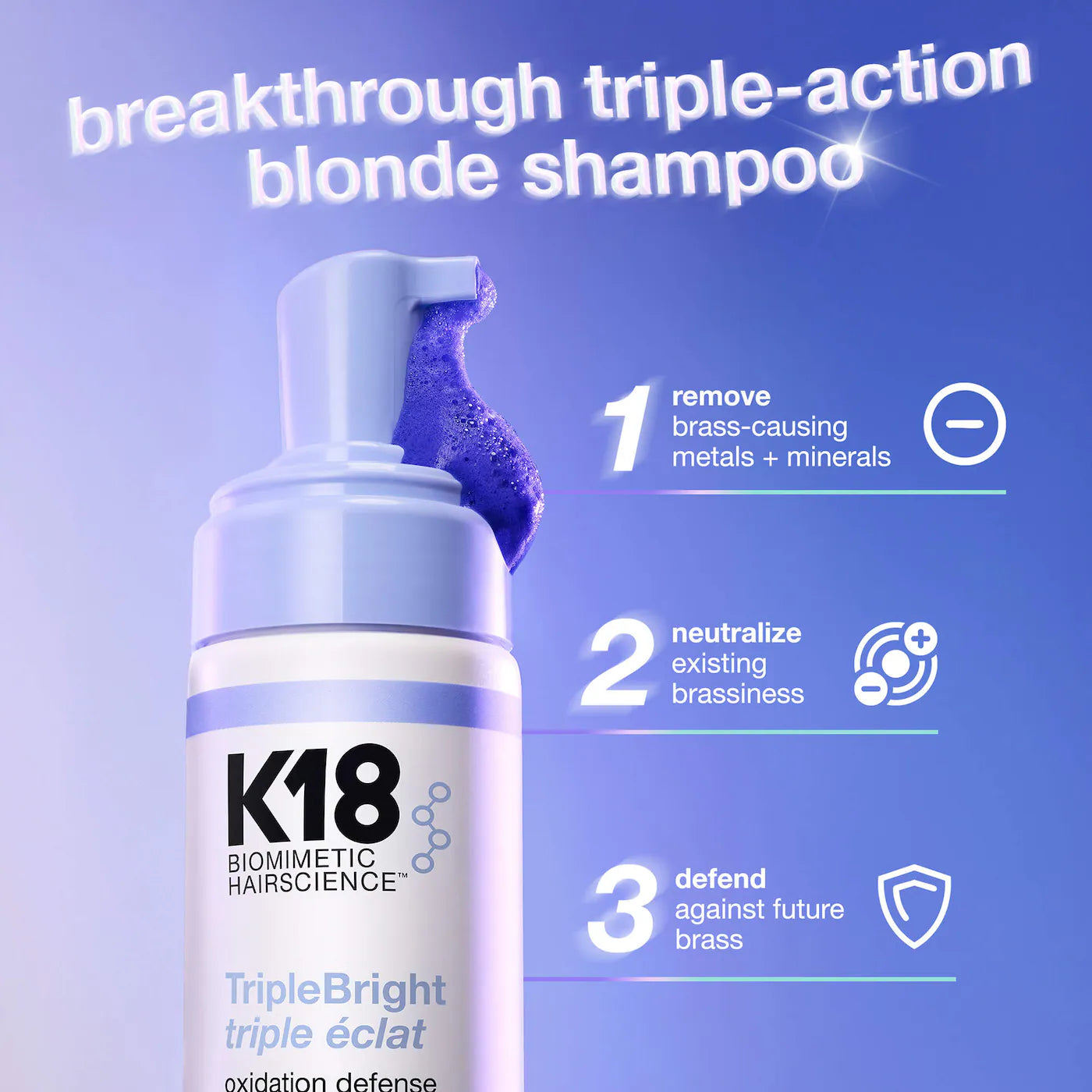 K18 Biomimetic Hairscience - TripleBright Oxidation Defense Purple Shampoo Foam | 125 mL
