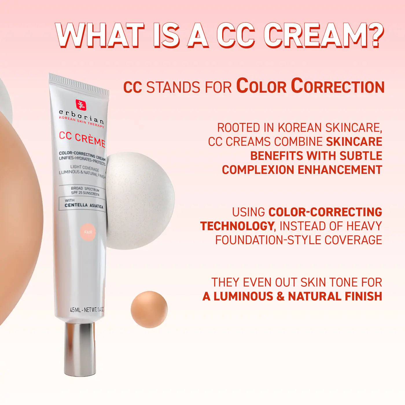 ERBORIAN - CC Cream buildable tinted color corrector with SPF 25/30