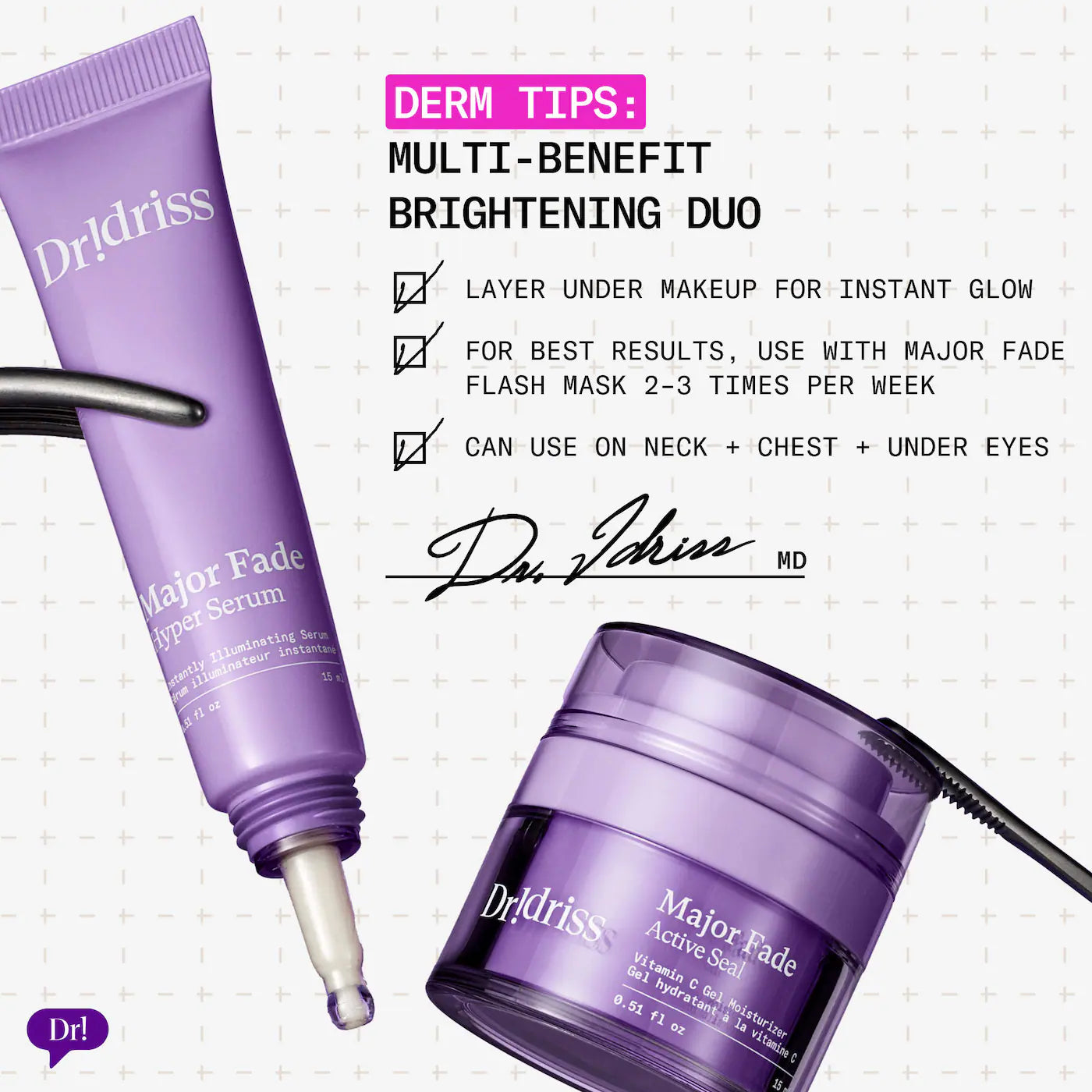 Dr. Idriss - Mini Major Fade Set Serum & Cream with Vitamin C for Hyperpigmentation & Uneven Skin