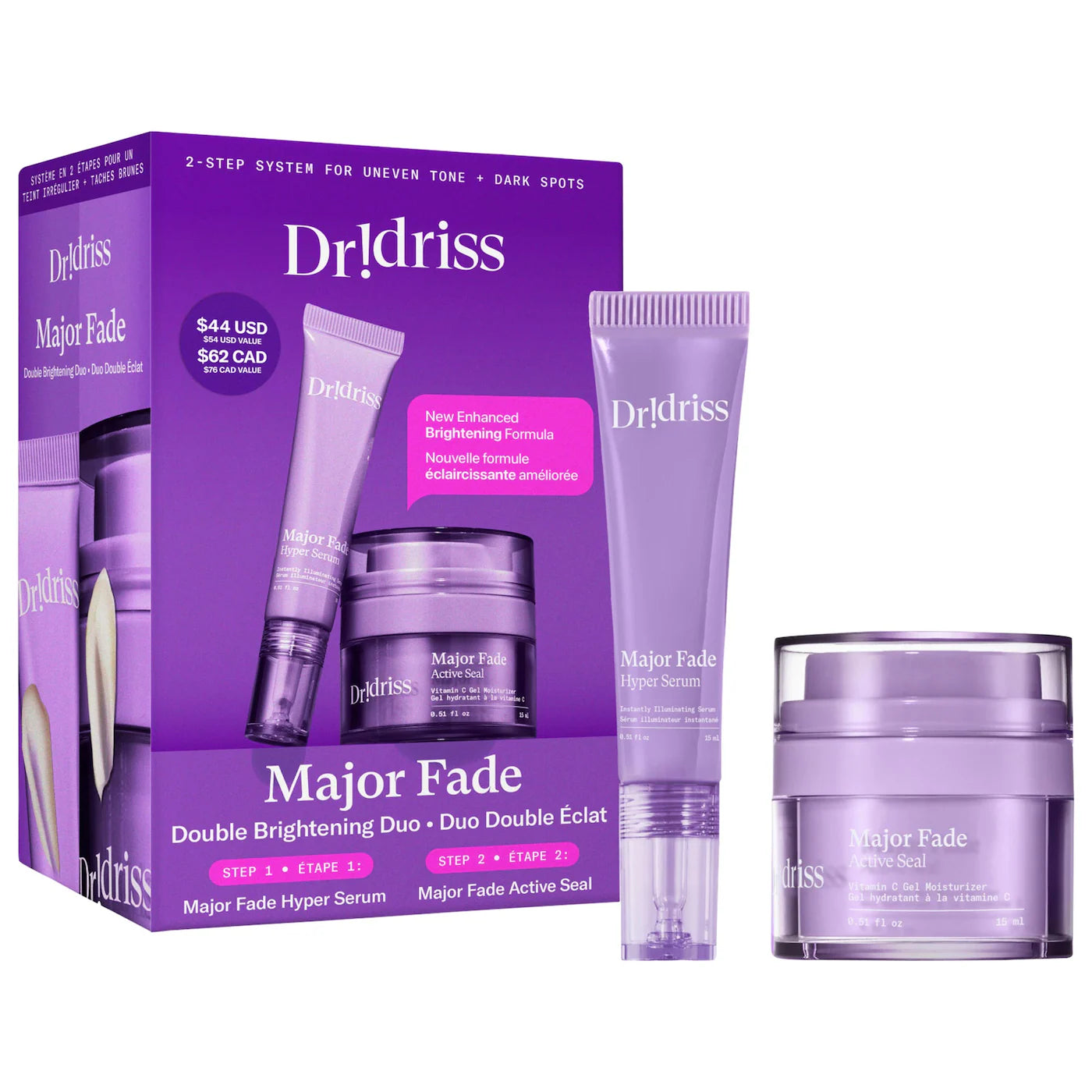 Dr. Idriss - Mini Major Fade Set Serum & Cream with Vitamin C for Hyperpigmentation & Uneven Skin