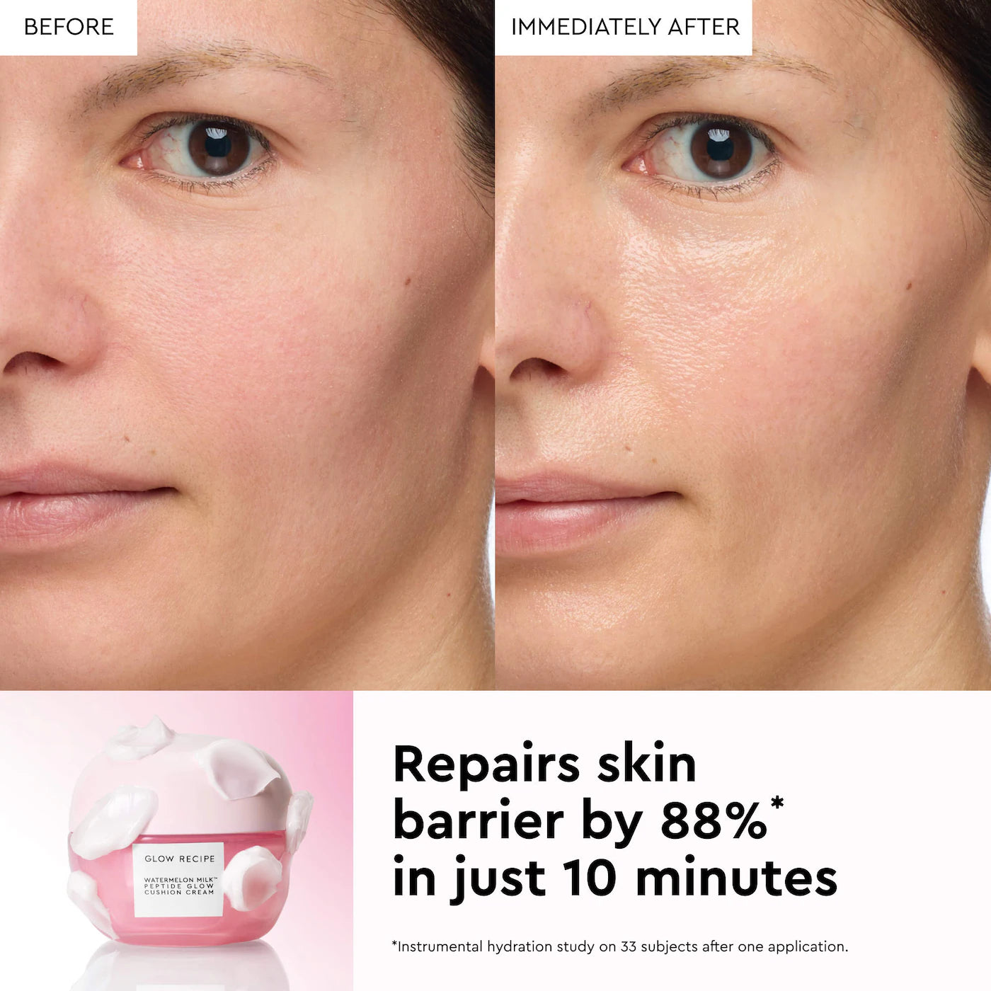Glow Recipe - Watermelon Milk™ Peptide Cushion Cream Refillable Moisturizer for Dry Skin & Barrier Support | 50 mL