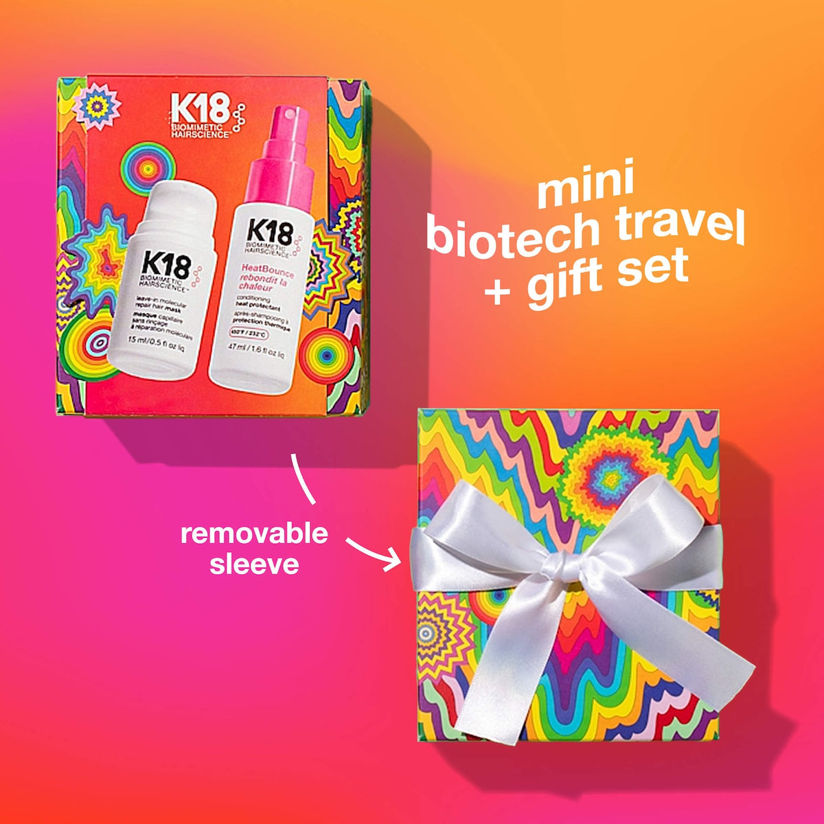 K18 Biomimetic Hairscience - Repair + Protect Mini Leave-In Molecular Repair Mask & HeatBounce Leave-In Conditioner Gift Set (2026-2027)