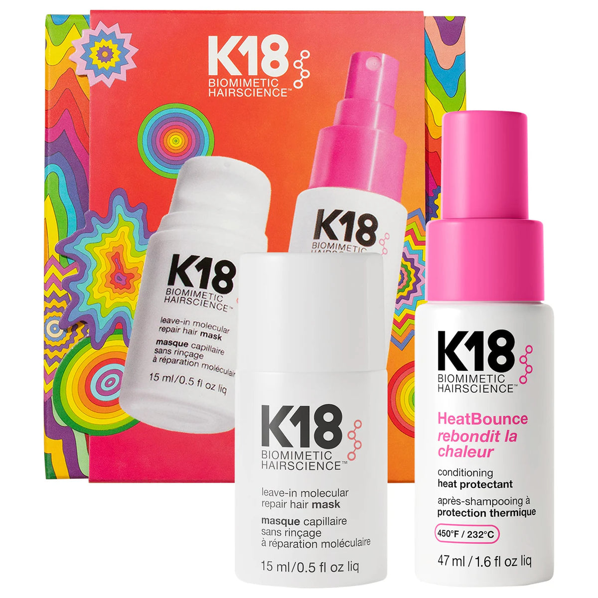 K18 Biomimetic Hairscience - Repair + Protect Mini Leave-In Molecular Repair Mask & HeatBounce Leave-In Conditioner Gift Set (2026-2027)