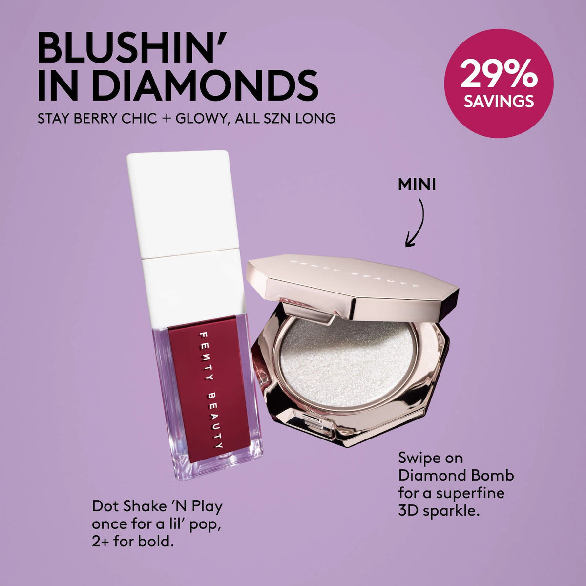 Fenty Beauty - Blushin' In Diamonds Liquid Blush + Highlighter Duo Makeup Gift Set