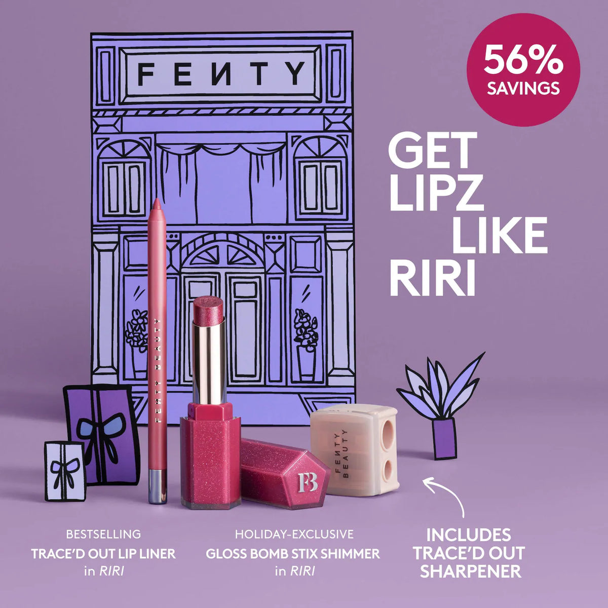 Fenty Beauty - Lipz Like Riri 2-Piece Lip + Sharpener Makeup Gift Set