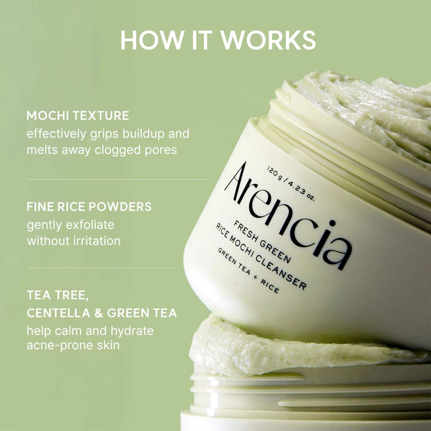 Arencia - Fresh Green Rice Mochi Cleanser | 120 g