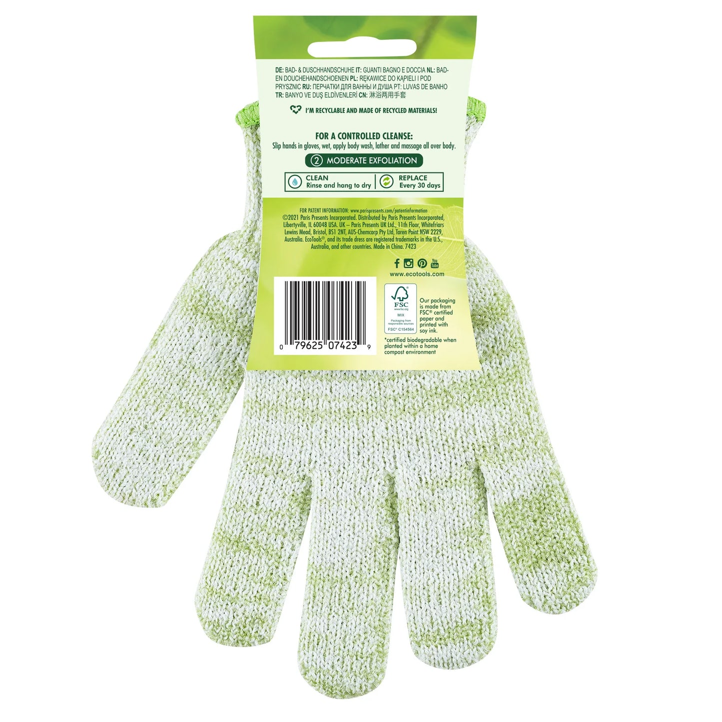 Ecotools - Exfoliating Bath & Shower Gloves, Green