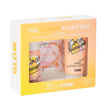 Victoria's Secret - Little Words Project® x PINK Coco Pineapple Body Care Box with Bracelet