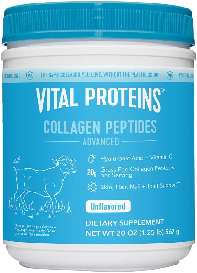 Vital Proteins - Collagen Peptides Powder - Unflavored with Hyaluronic Acid and Vitamin C