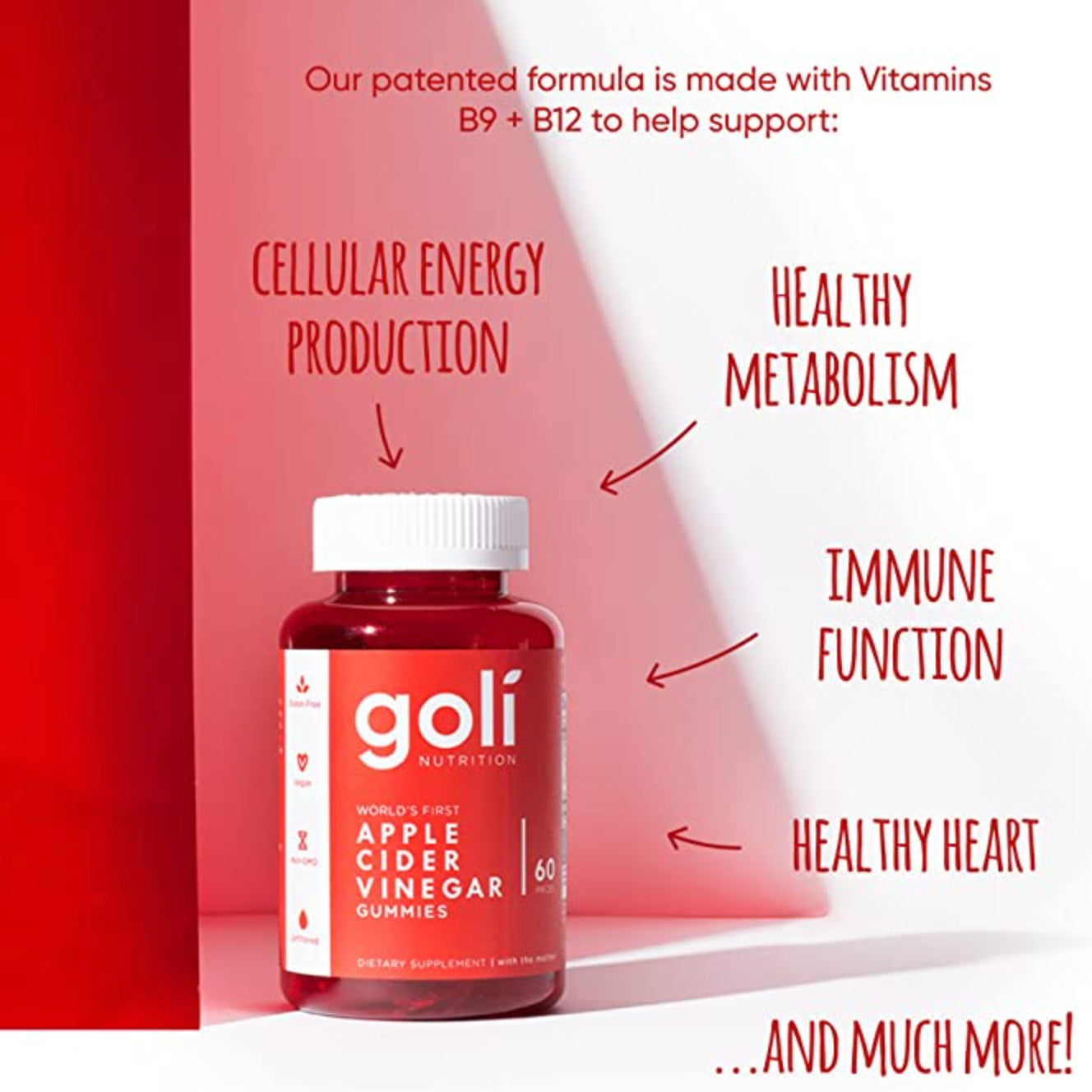 Goli - Apple Cider Vinegar Gummy Vitamins - Vitamins B9 & B12 | 60 gummies