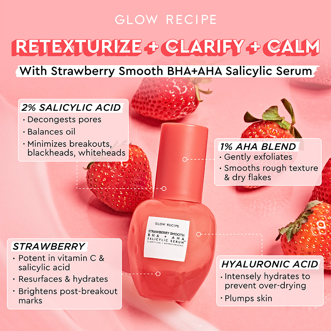 Glow Recipe - Strawberry Smooth BHA + AHA Salicylic Acid Serum | 30 mL