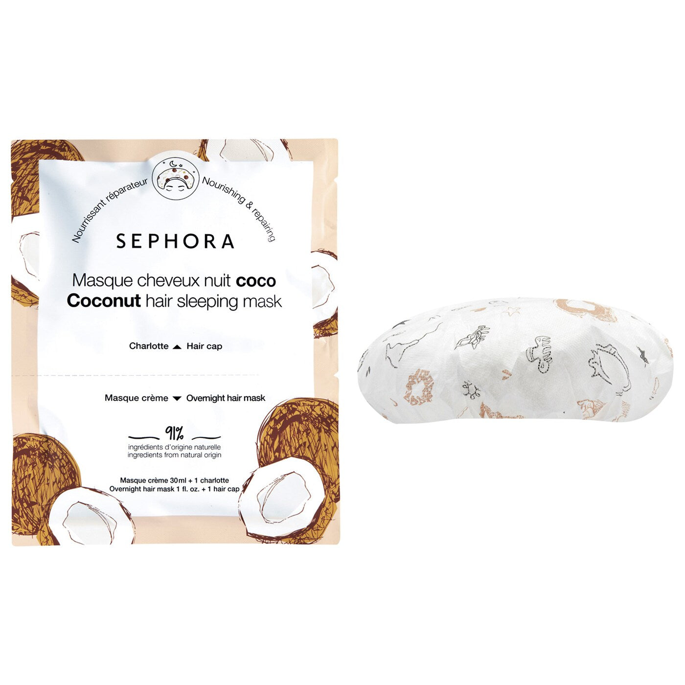 Sephora Collection - Hair Sleeping Mask | 30 mL + 1 Hair Cap