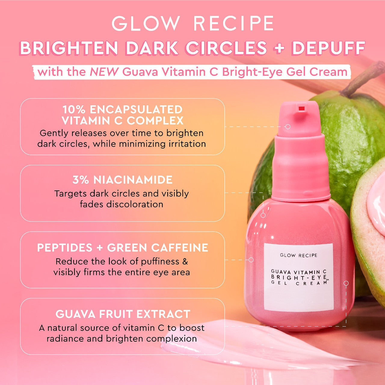 Glow Recipe - Guava Vitamin C Bright-Eye Gel Cream | 15 mL